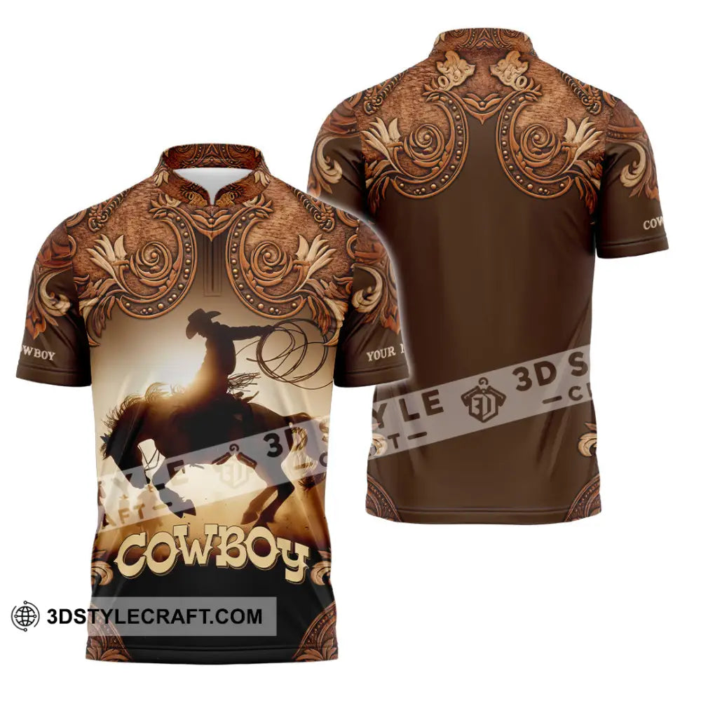 Men Shirt - Custom Cowboy Shirt - Zipper Polo Shirt / S - T-shirt