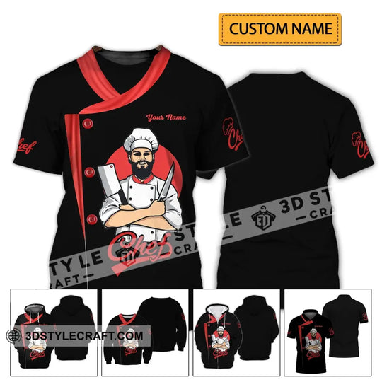 Men Shirt - Custom Name Shirt - Chef Black White And Red style option 2