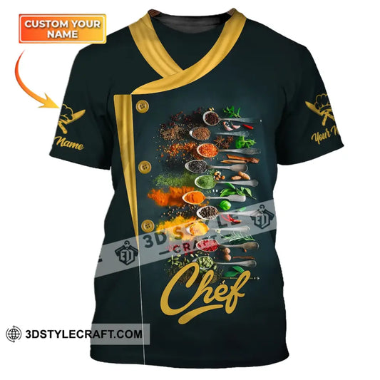 Men Shirt - Custom Name Chef With Cooking Spices T-Shirt