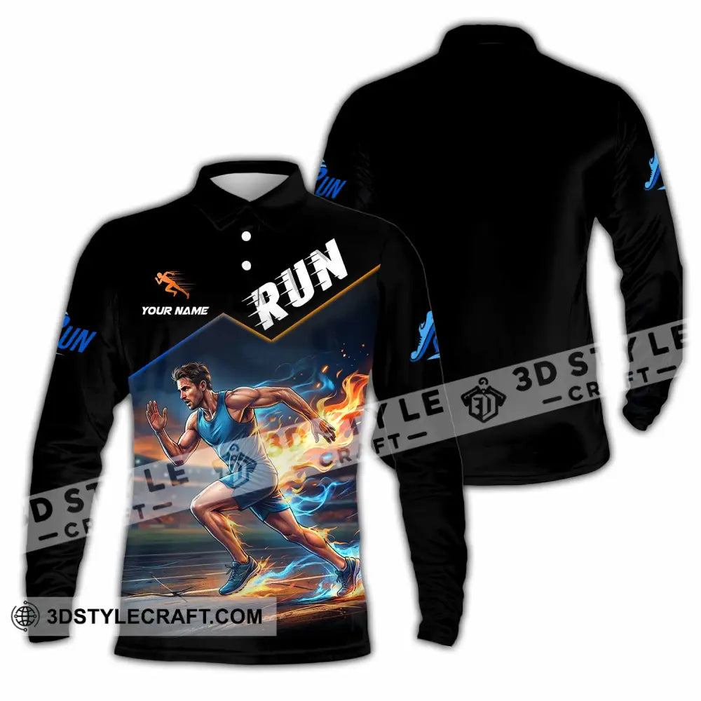 Men Shirt - Custom Run Shirt - Long Sleeve Polo / S - T-shirt