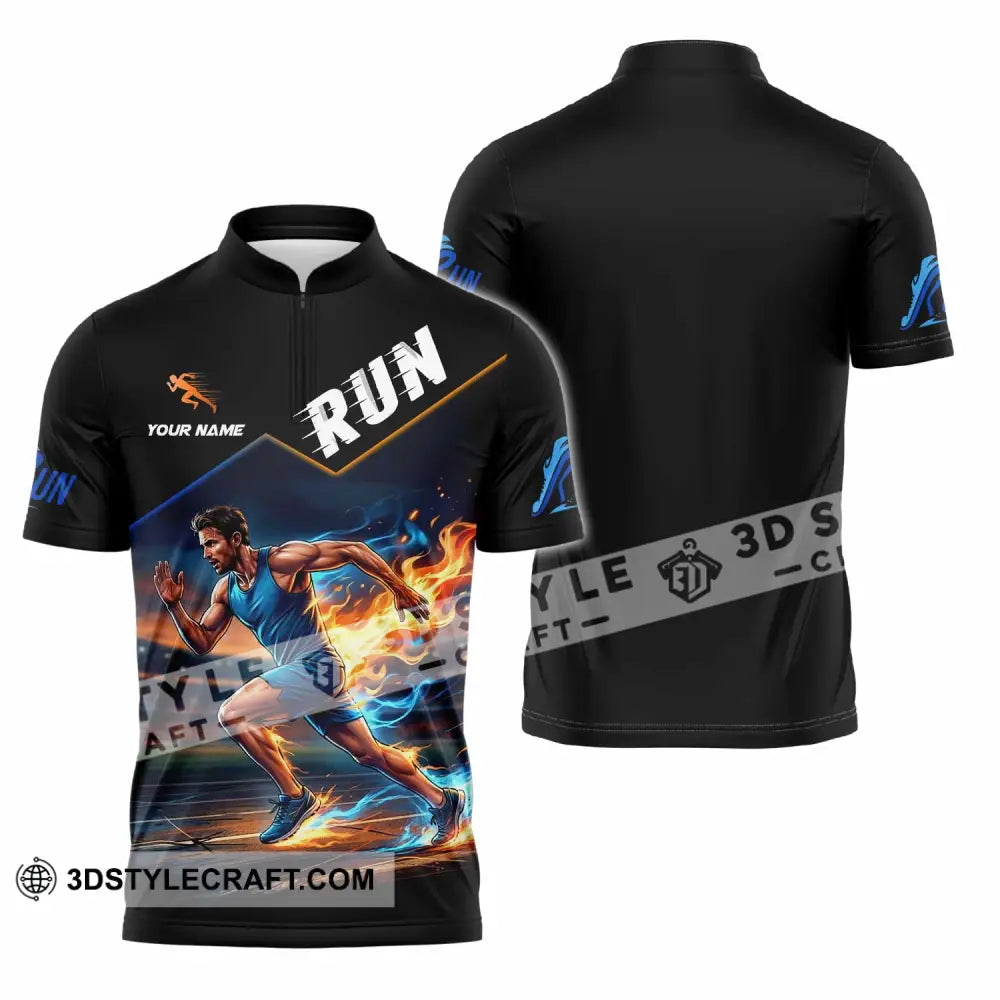 Men Shirt - Custom Run Shirt - Zipper Polo Shirt / S - T-shirt