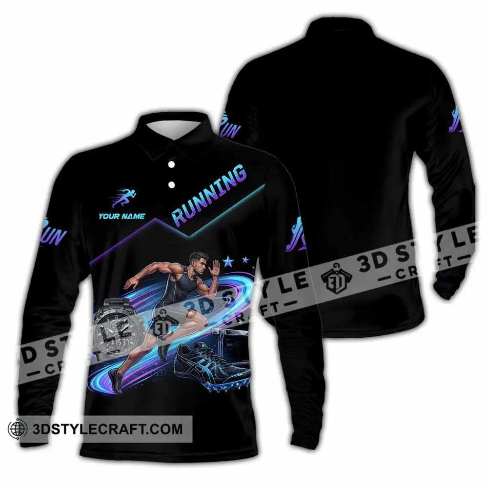 Men Shirt - Custom Running Shirt - Long Sleeve Polo / S - T-shirt