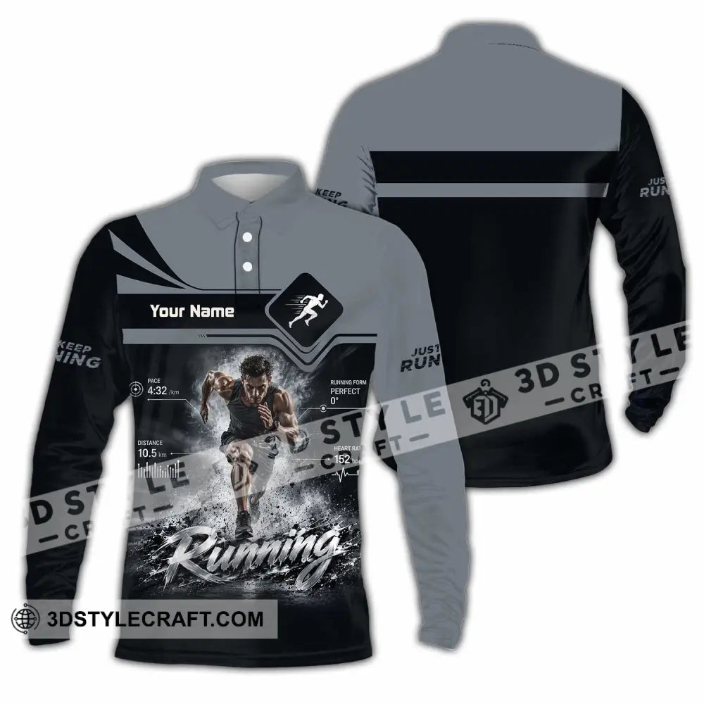 Men Shirt - Custom Running Shirt - Long Sleeve Polo / S - T-shirt