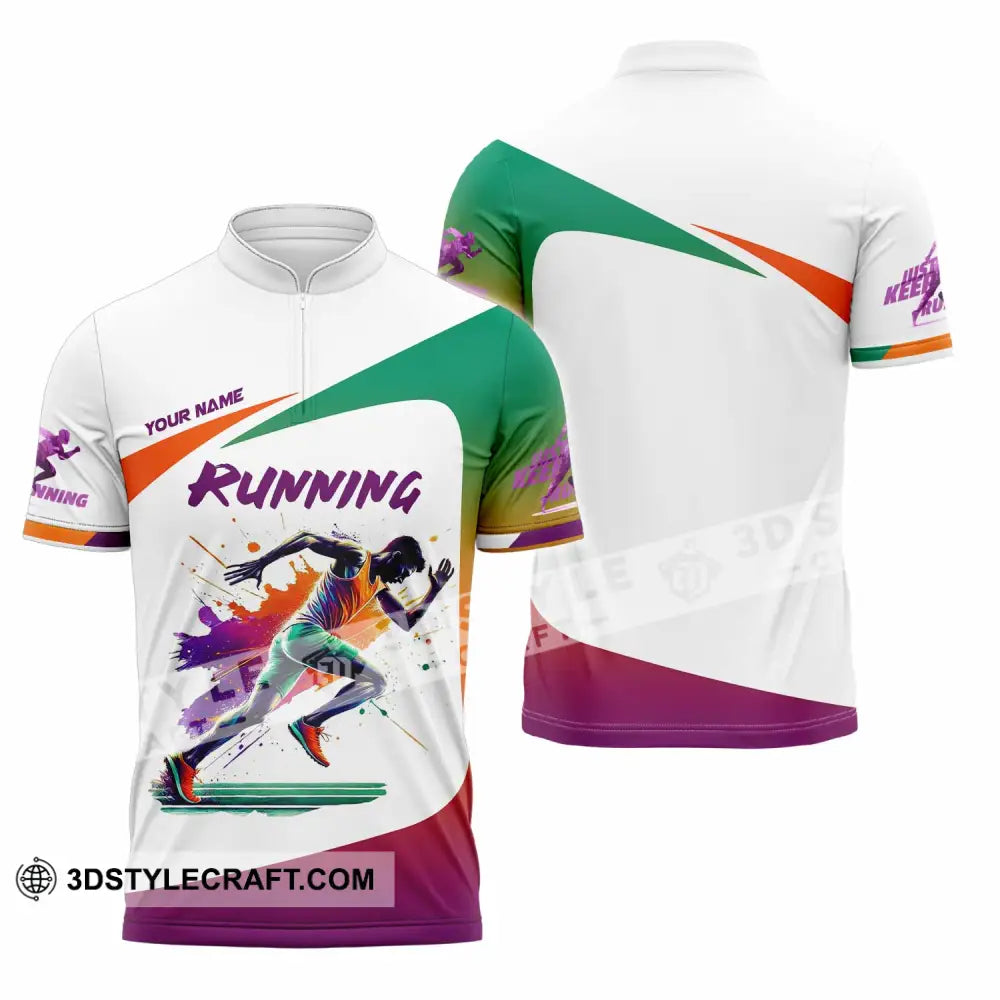 Men Shirt - Custom Running Man Runner Shirt Zipper Polo Shirt / S T-shirt