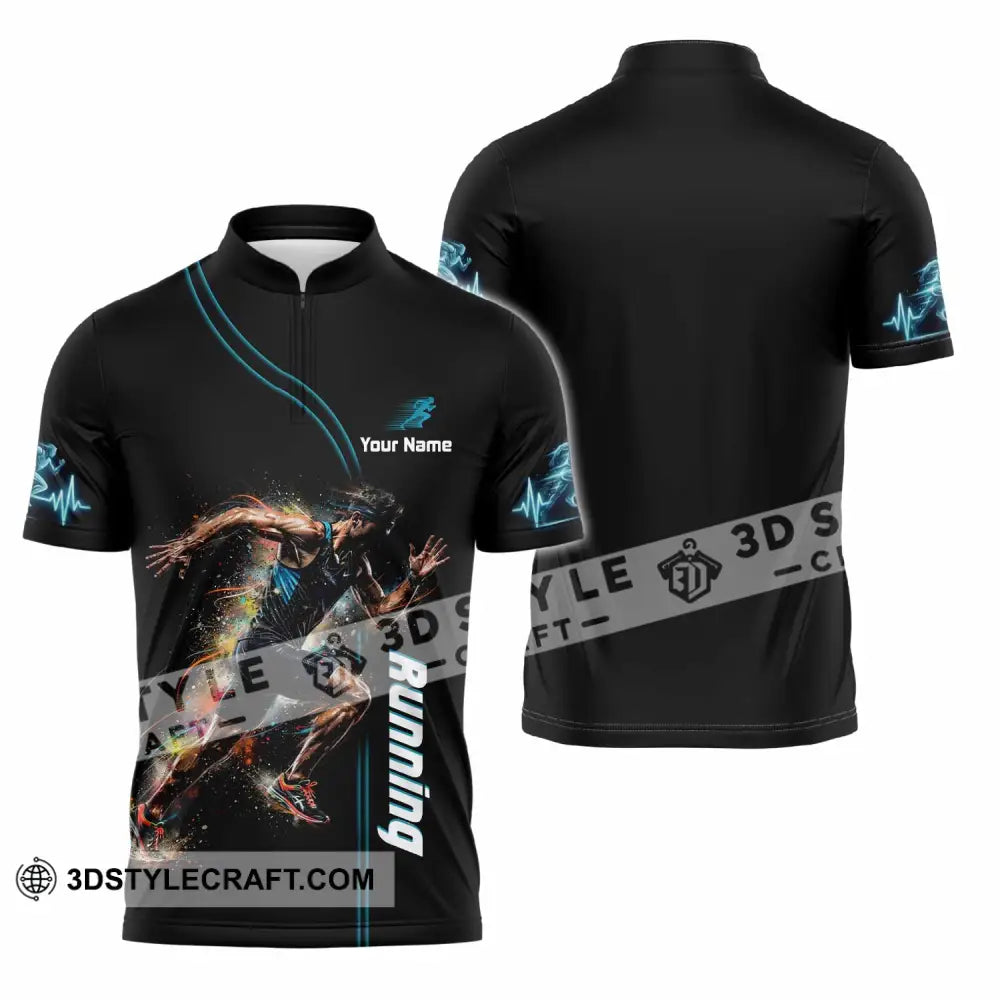 Men Shirt - Custom Running Shirt - Zipper Polo Shirt / S - T-shirt