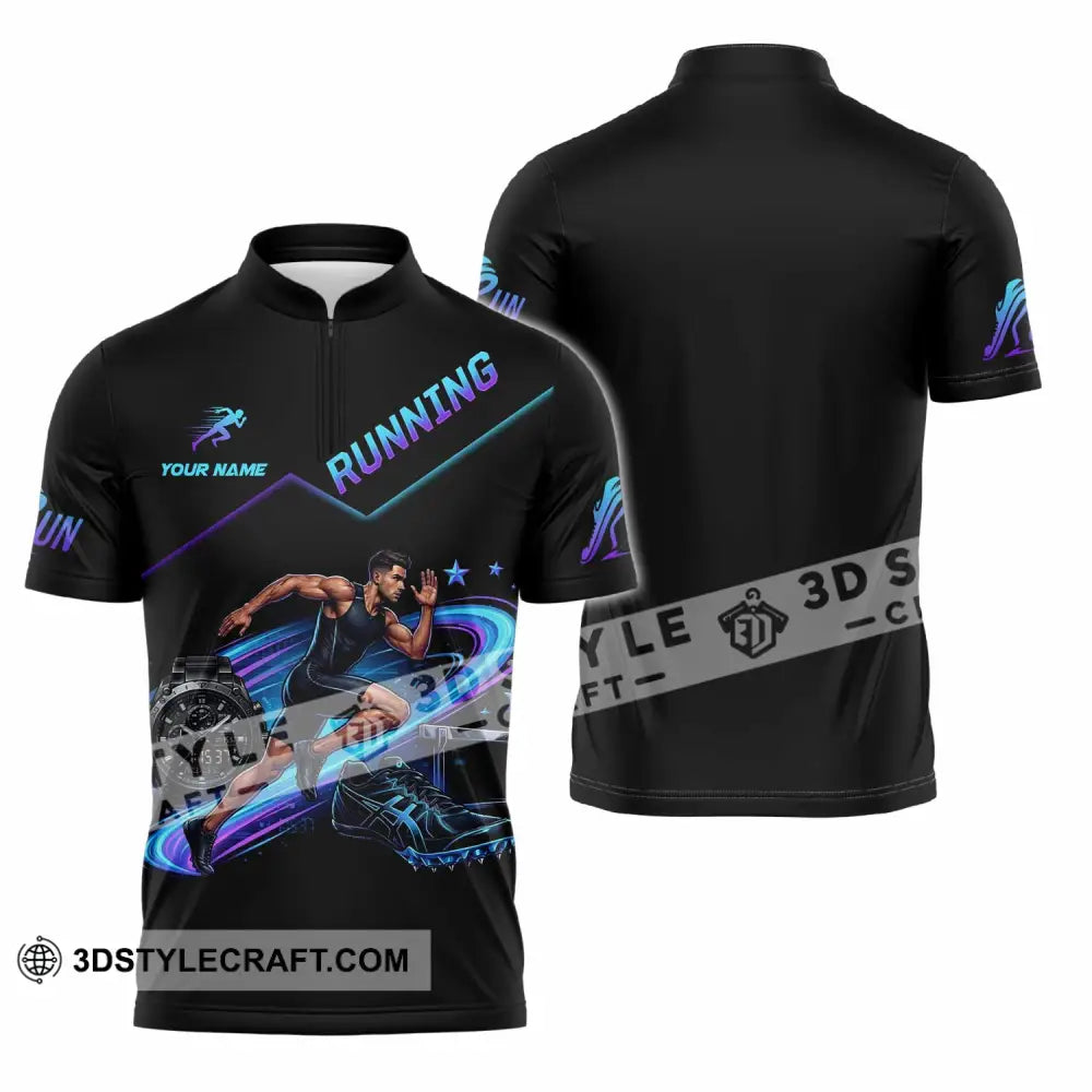 Men Shirt - Custom Running Shirt - Zipper Polo Shirt / S - T-shirt