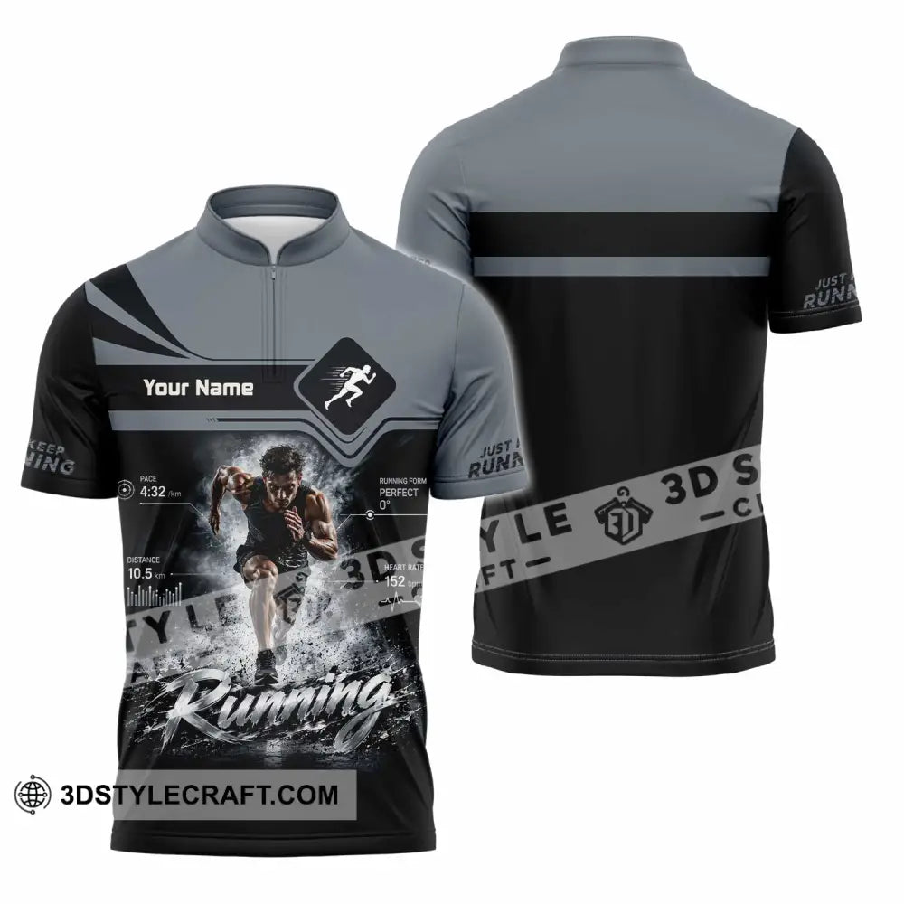 Men Shirt - Custom Running Shirt - Zipper Polo Shirt / S - T-shirt