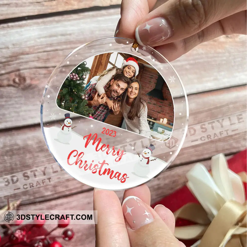 Merry Christmas Family Photo - Custom Personalized Acrylic Ornament Gift For