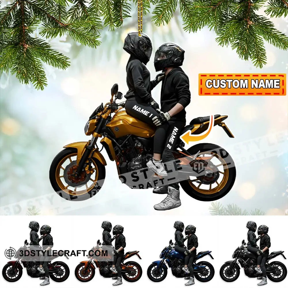 Motorbike Couple Home Decor Christmas Ornament Personalized Ornament 3.54’’ / 1 Ornament Ornament
