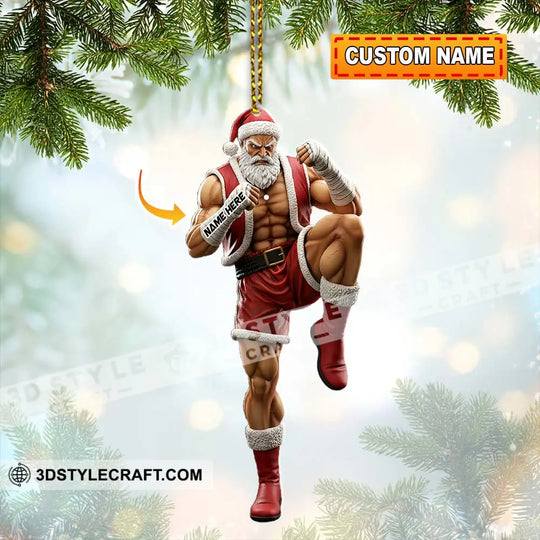 Muay Thai Santa Home Decor, Christmas Ornament, Personalized Ornament style option 1
