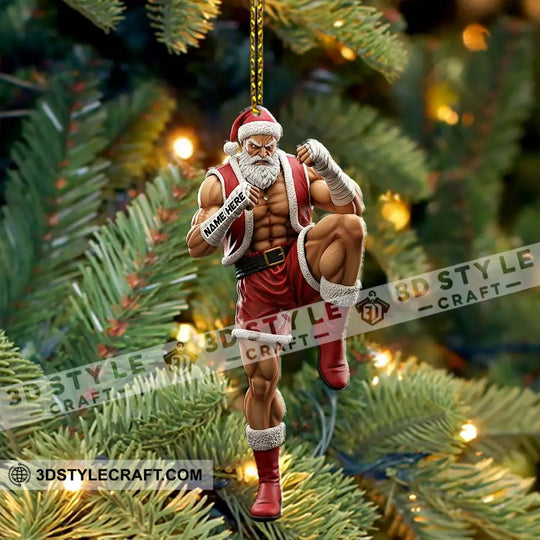 Muay Thai Santa Home Decor, Christmas Ornament, Personalized Ornament style option 4