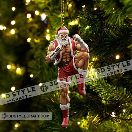 Muay Thai Santa Home Decor, Christmas Ornament, Personalized Ornament style option 3