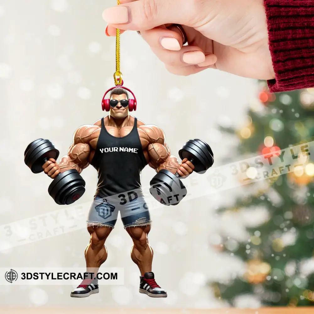 Muscle Man Christmas Ornament Personalized