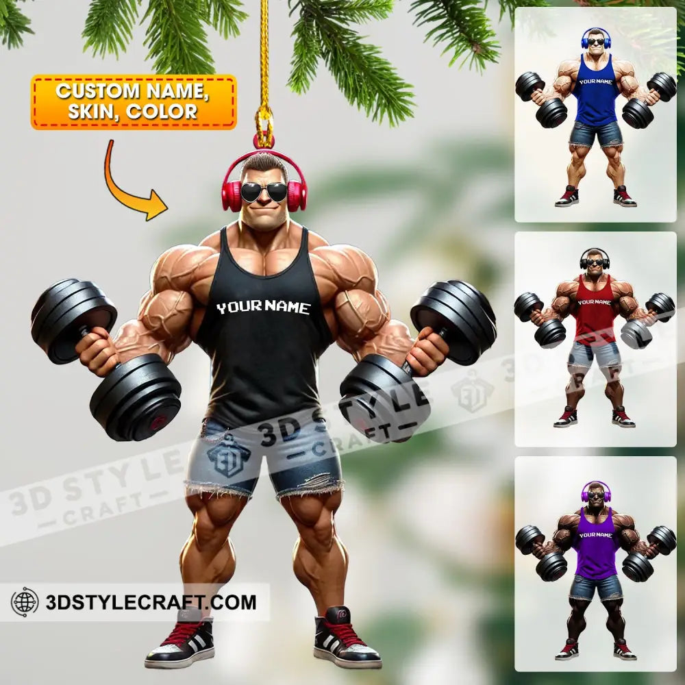 Muscle Man Christmas Ornament Personalized 3.54’’ / 1