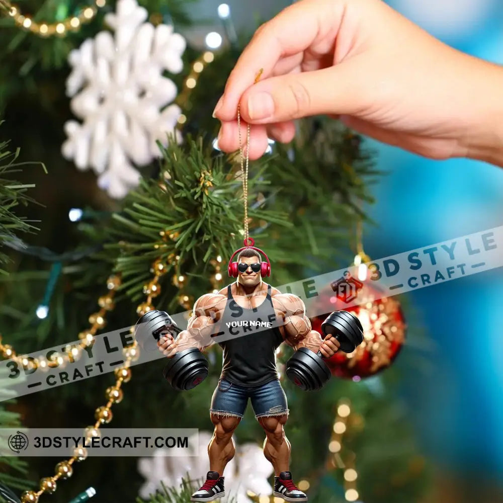 Muscle Man Christmas Ornament Personalized