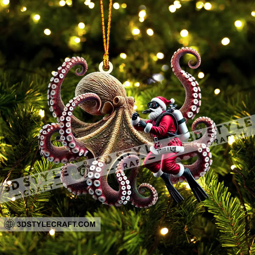 Octopus And Santa Home Decor Christmas Ornament Personalized