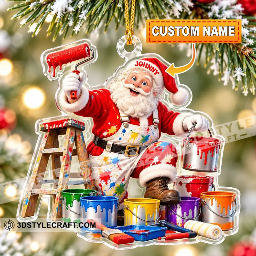Painter Santa Home Decor Christmas Ornament Personalized Ornament - 3.54’’ / 1 Ornament - Ornament
