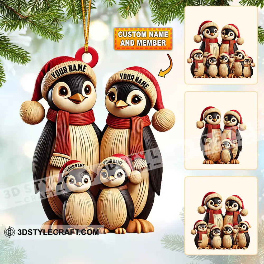 Penguin Family Christmas Ornament Personalized 3.54’’ / 1