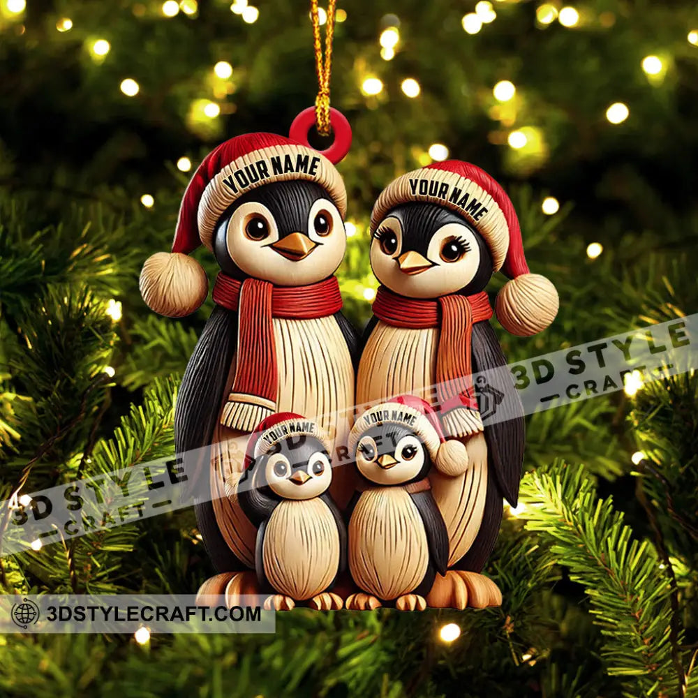 Penguin Family Christmas Ornament Personalized