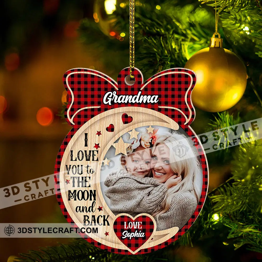 Personalized Custom Wooden Ornament - I Love You To The Moon And Back Gift For Family