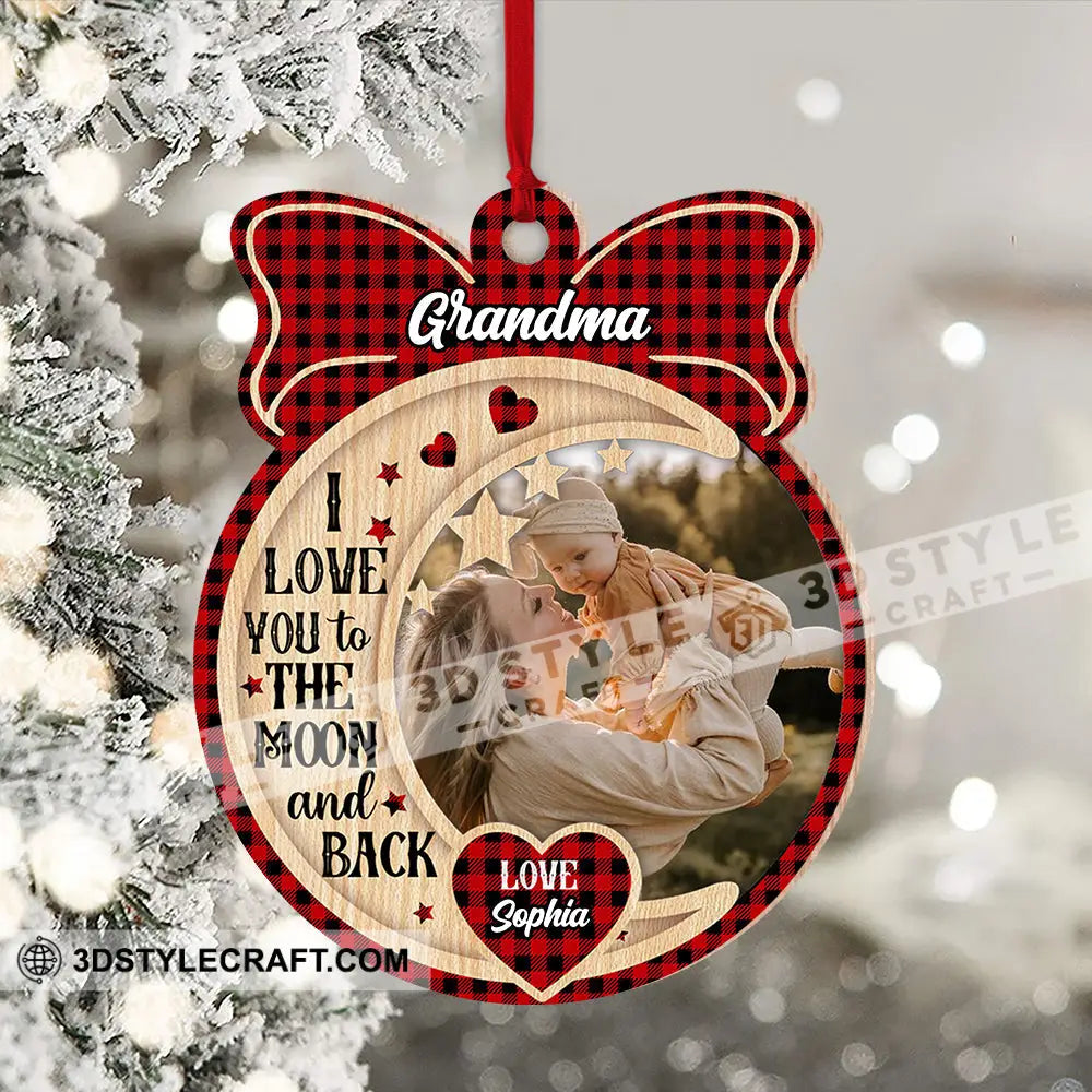 Personalized Custom Wooden Ornament - I Love You To The Moon And Back Gift For Family Wood / 1 Piece