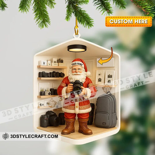Photographer Santa Corner Home Decor, Christmas Ornament, Personalized Ornament style option 1