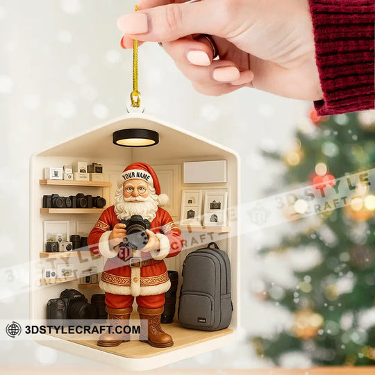 Photographer Santa Corner Home Decor, Christmas Ornament, Personalized Ornament style option 2