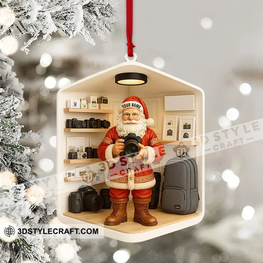 Photographer Santa Corner Home Decor, Christmas Ornament, Personalized Ornament style option 4