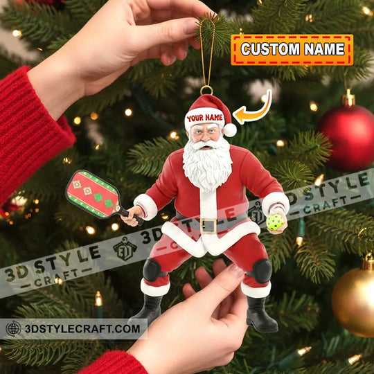 Pickle Ball Santa, Home Decor, Christmas Ornament, Personalized Ornament style option 1