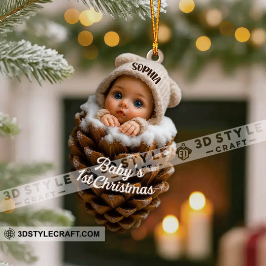 Pine Cones Baby Home Decor, Christmas Ornament, Personalized Ornament style option 2