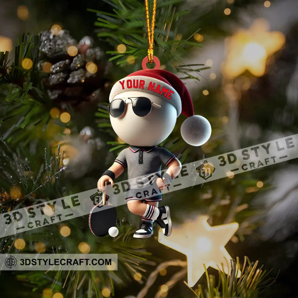 Ping Pong Player Decor Christmas Ornament Personalized