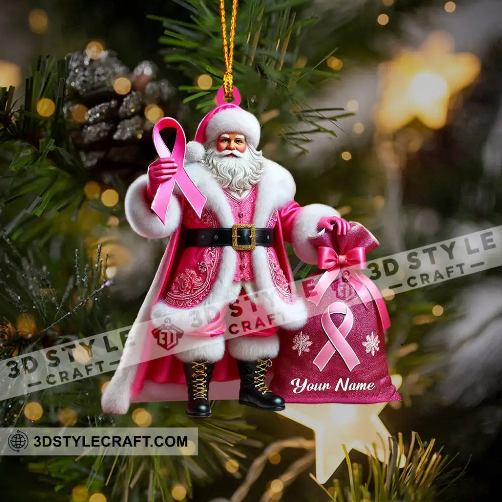 Pink Santa Home Decor Christmas Ornament Personalized