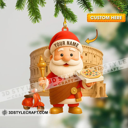 Pizza Santa Home Decor, Christmas Ornament, Personalized Ornament style option 1