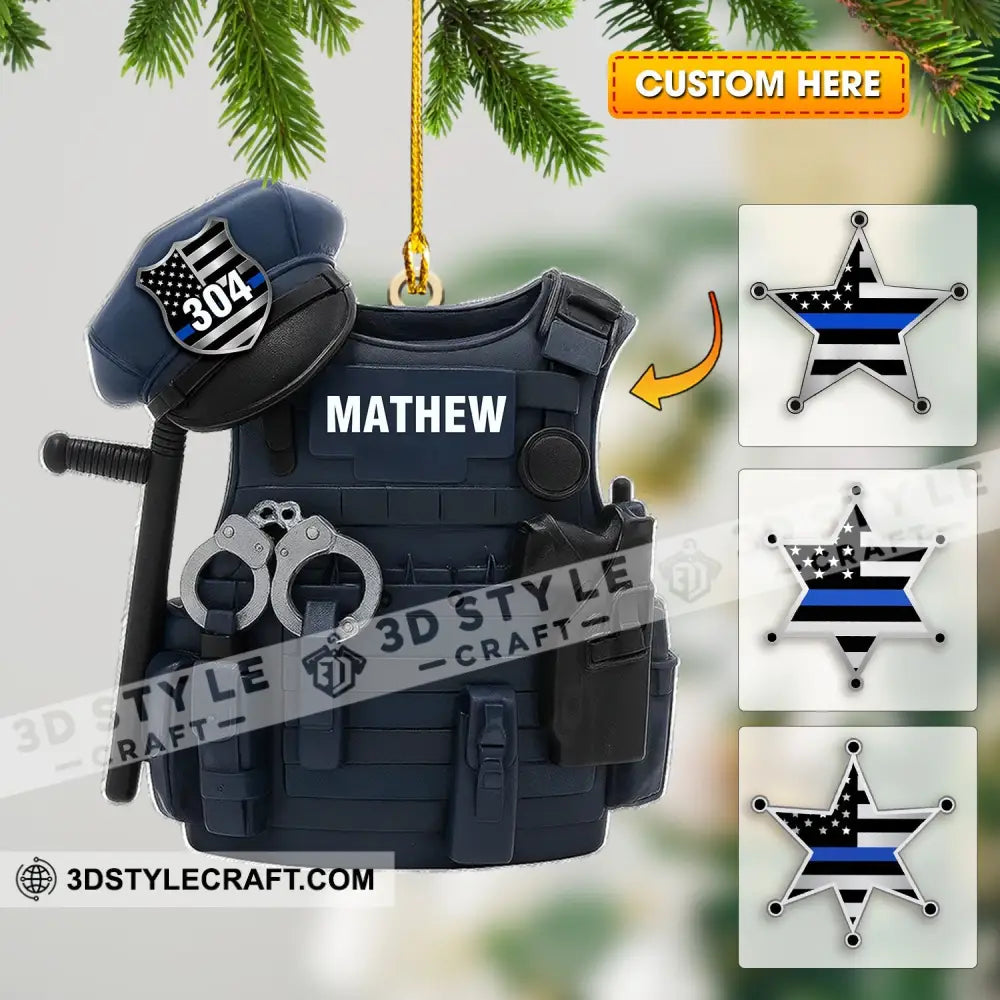 Police Home Decor Christmas Ornament Personalized Ornament 3.54’’ / 1 Ornament Ornament