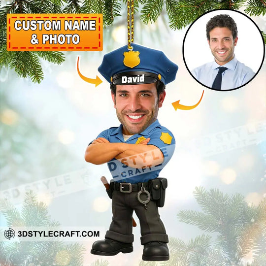 Police Home Decor, Christmas Ornament, Personalized Ornament style option 1