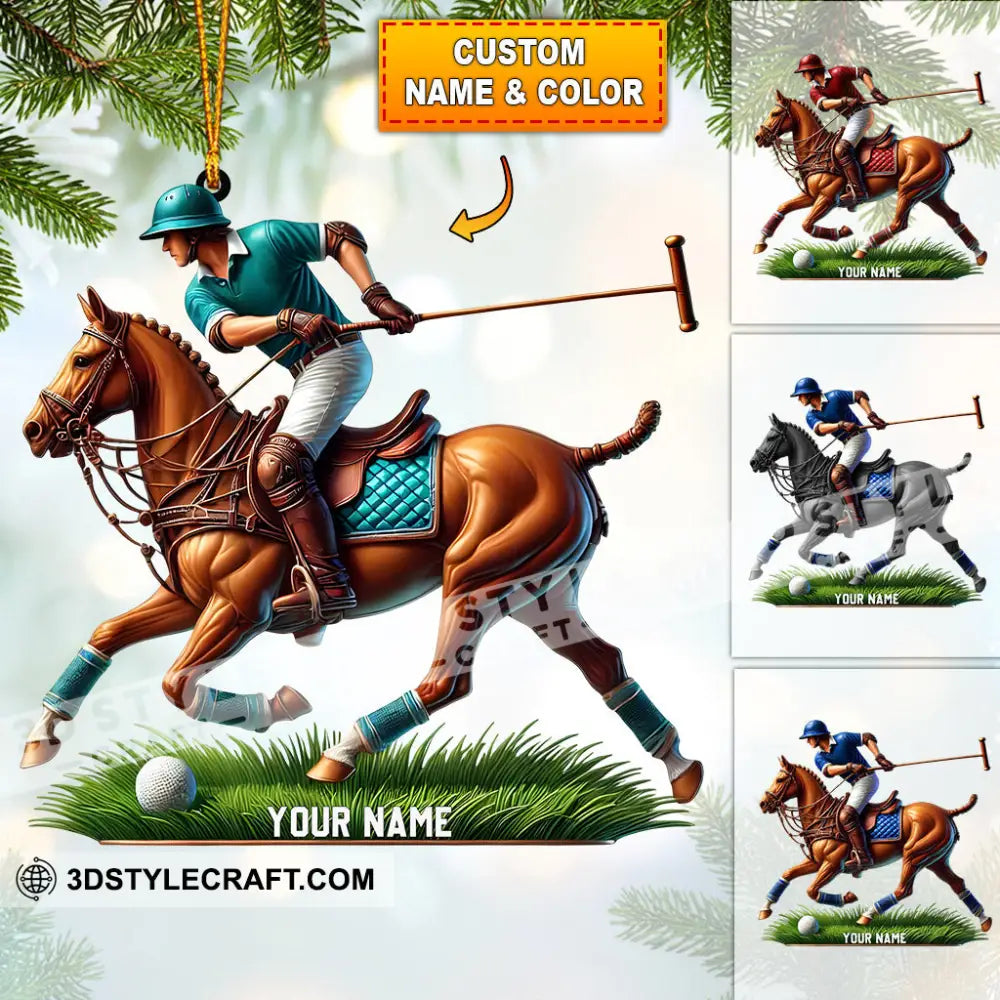 Polo Player Decor Christmas Ornament Personalized 3.54’’ / 1