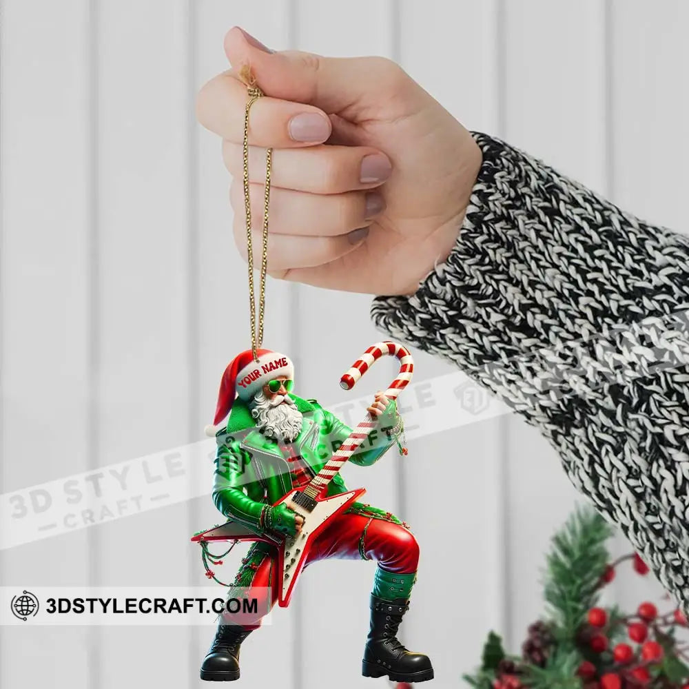 Rock Star Santa Home Decor Christmas Ornament Personalized Ornament Ornament