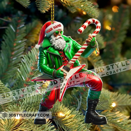 Rock Star Santa Home Decor, Christmas Ornament, Personalized Ornament style option 4