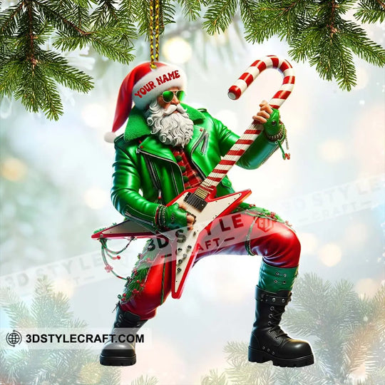 Rock Star Santa Home Decor, Christmas Ornament, Personalized Ornament style option 2