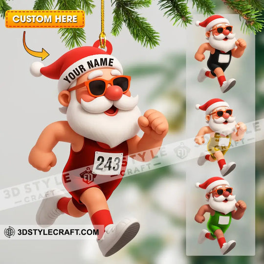 Running Santa Home Decor, Christmas Ornament, Personalized Ornament style option 1