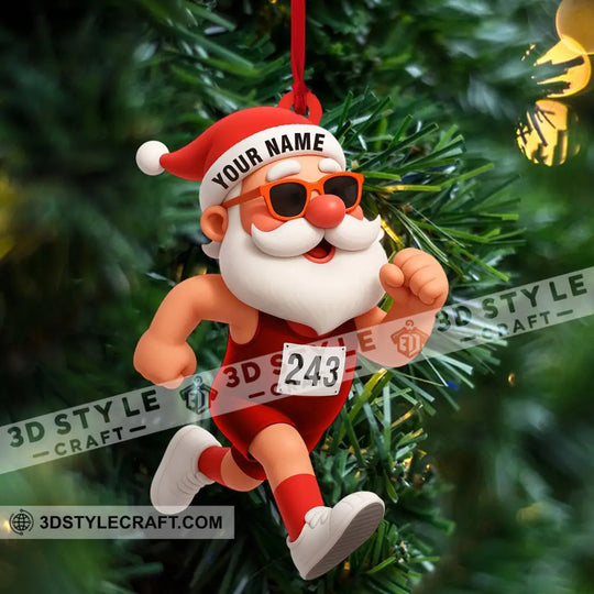 Running Santa Home Decor, Christmas Ornament, Personalized Ornament style option 4