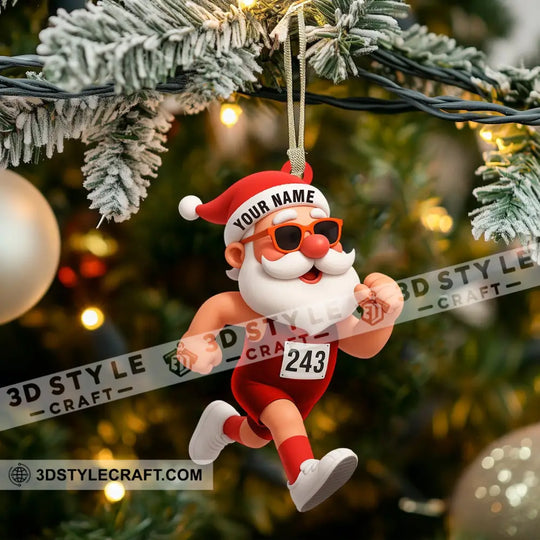 Running Santa Home Decor, Christmas Ornament, Personalized Ornament style option 3