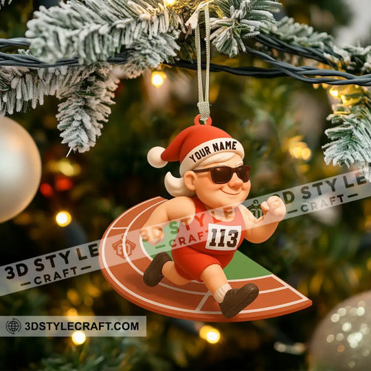 Running Santa Home Decor, Christmas Ornament, Personalized Ornament style option 3