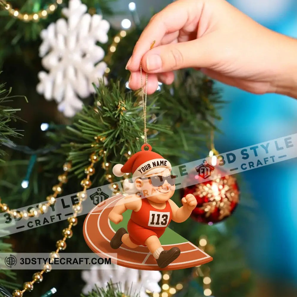 Running Santa Home Decor Christmas Ornament Personalized Ornament Ornament