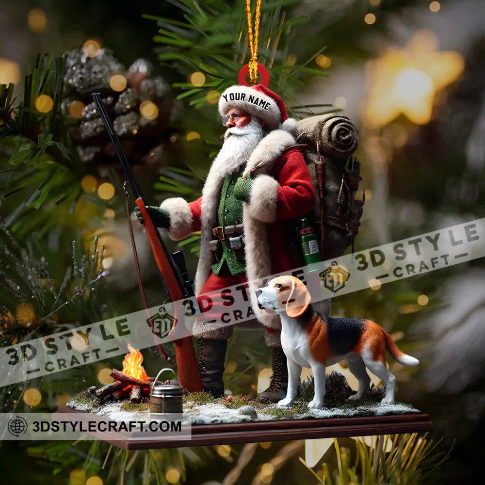 Santa And Dog Christmas Ornament Personalized