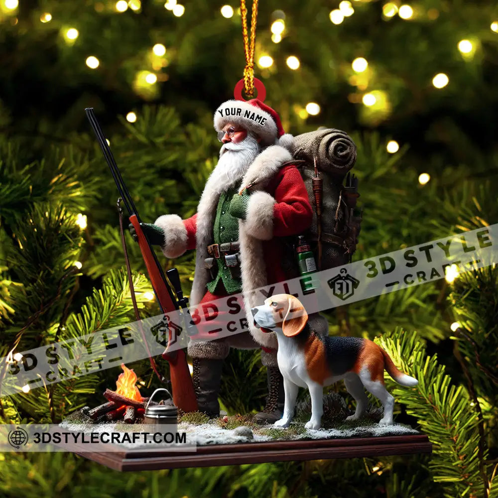 Santa And Dog Christmas Ornament Personalized