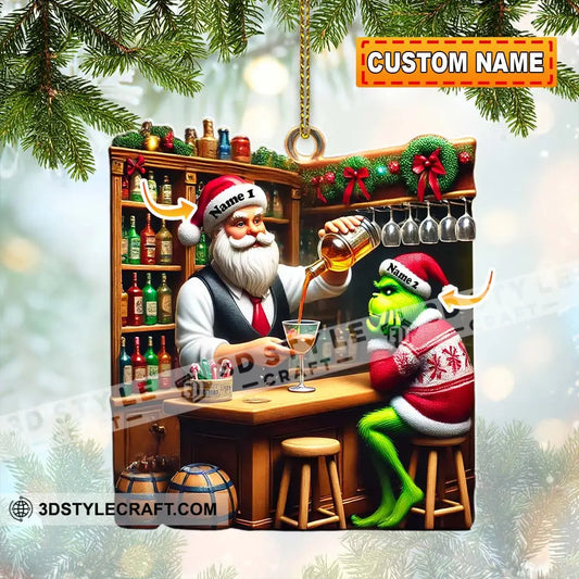 Santa And Elf Bar Christmas Ornament Personalized 3.54’’ / 1