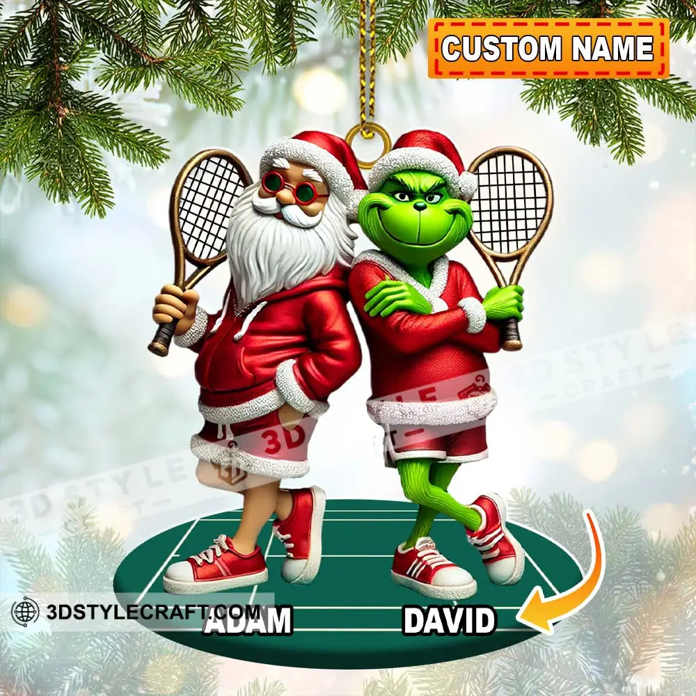 Santa And Elf Christmas Ornament Personalized Tennis Gift 3.54’’ / 1