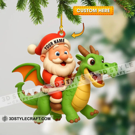 Santa And Fly Dragon Home Decor, Christmas Ornament, Personalized Ornament style option 1