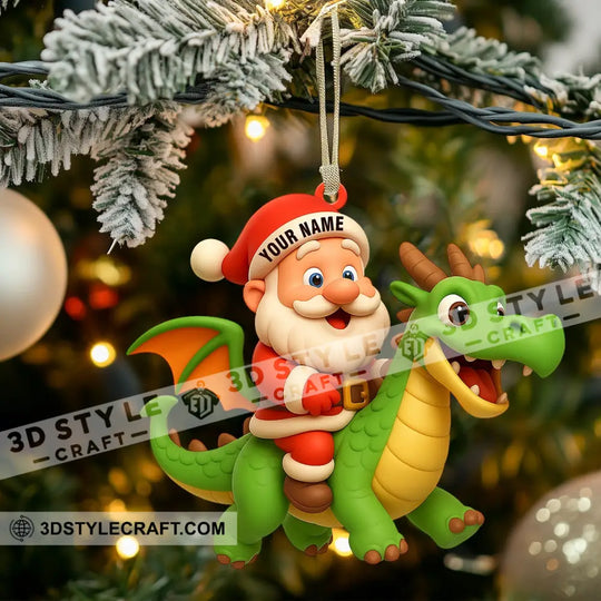 Santa And Fly Dragon Home Decor, Christmas Ornament, Personalized Ornament style option 3